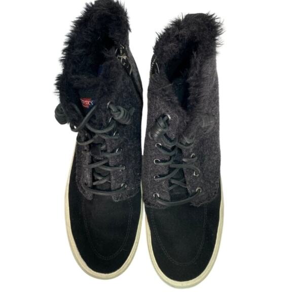 Sperry Crest Lug High-Top Sneakers Shoes Suede Wool Lace Up Closure Black W 9.5M - Picture 5 of 7